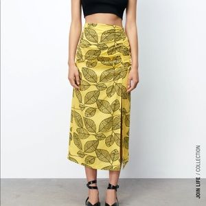 Printed Linen Blend Skirt